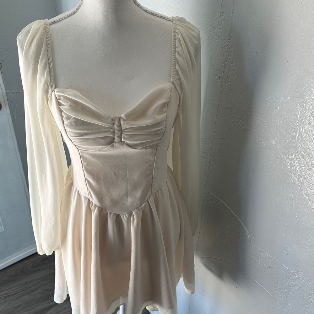 SHEIN Cream Long Sleeve Dress - Picture 6 of 10